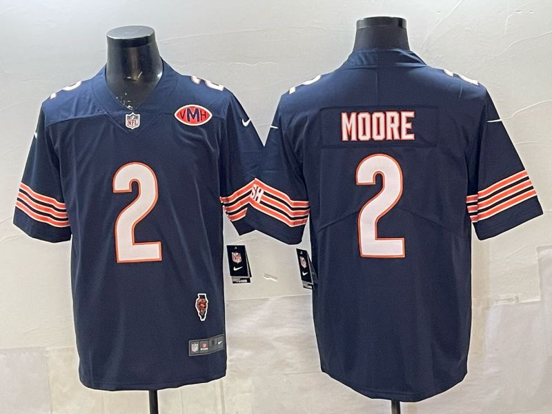 Men Chicago Bears #2 Moore Blue 2th generations 2026 Nike Limited NFL Jersey style 113